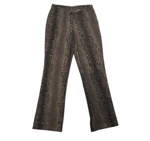Vintage 90s I.L.U. Brown Snake Print Mid Rise Bootcut Flare Pants M